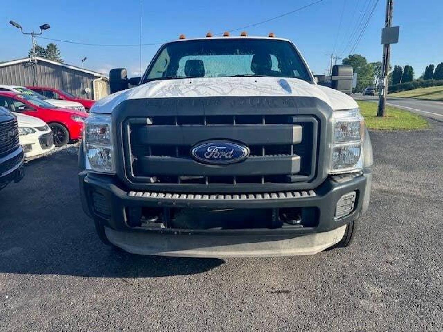 2012 White Ford F-450 Super Duty (1FDUF4GY7CE) with an 6.8L V10 6.8L V10 engine, located at 4845 Woodbury Pike, Roaring Springs, PA, (814) 317-5008, (814) 317-5008, 40.250935, -78.366959 - 2012 FORD F450 SUPER DUTY REGUALR CAB DUALLY 4X2 AUTOMATIC TRANSMISSION 6.8 L ENGINE, VINYL SEATS AND FLOORING A/C MANUAL SEAT AND WINDOWS FLATE BED (8X9) DOES HAVE STAKE BODY POCKETS. SOUTHERN TRUCK FROM TENNESSEE, VERY CLEAN RUNS GREAT, GOOD TIRES, WELL MAINTAINED, NEW INSPECTION. RUST FREE VERY C - Photo#0