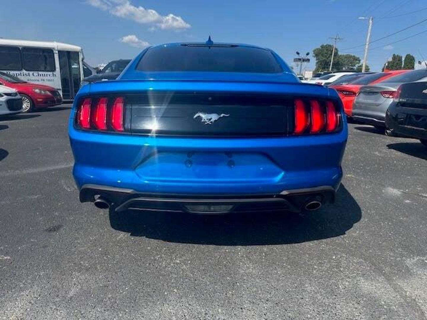 2020 Blue Ford Mustang (1FA6P8TH4L5) with an 2.3L I4 Turbocharger 2.3L I4 engine, located at 4845 Woodbury Pike, Roaring Springs, PA, (814) 317-5008, (814) 317-5008, 40.250935, -78.366959 - Photo#3