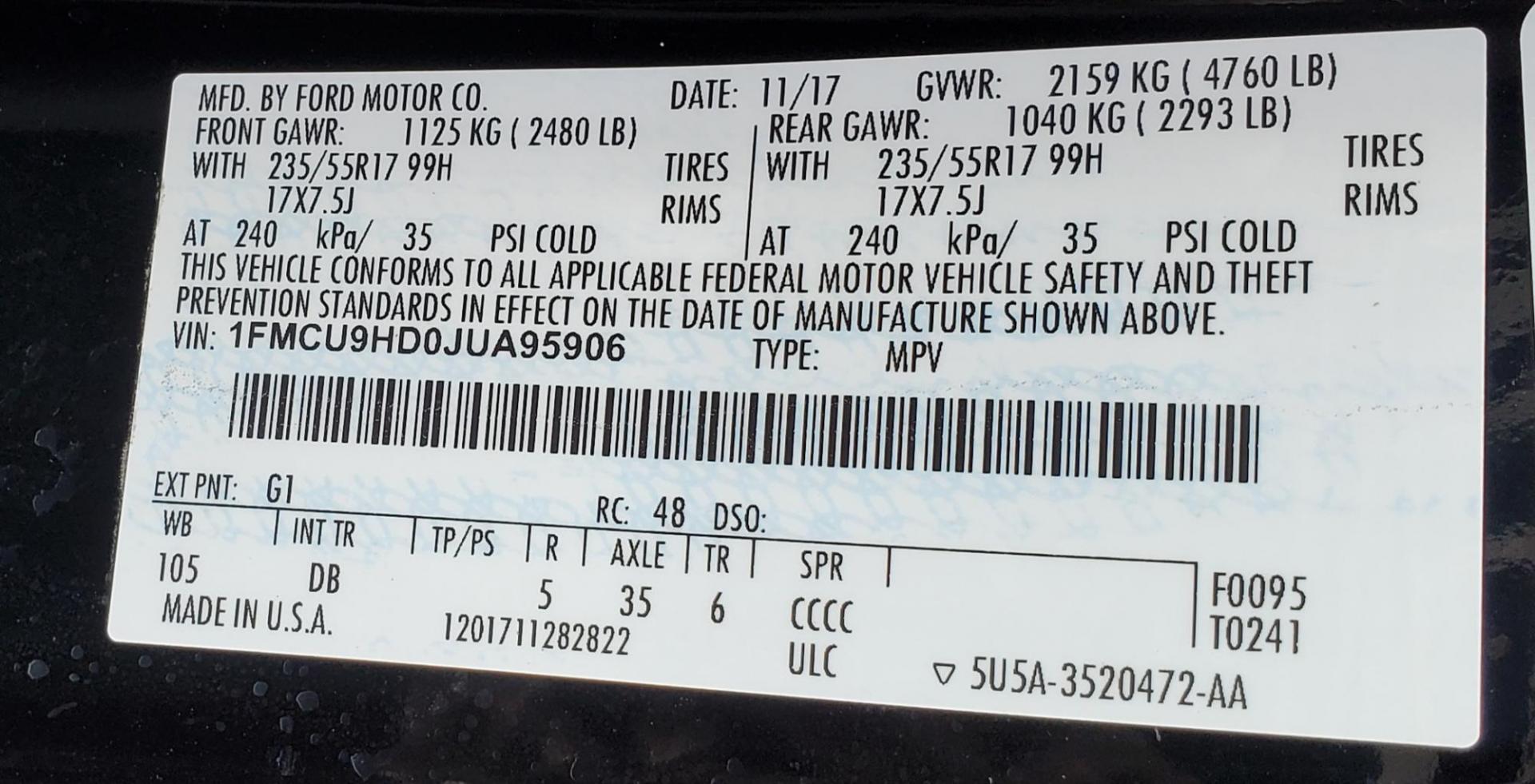 2018 Ford Escape SEL 4WD (1FMCU9HD0JU) with an 1.5L L4 DOHC 16V engine, 6A transmission, located at 4845 Woodbury Pike, Roaring Springs, PA, (814) 317-5008, (814) 317-5008, 40.250935, -78.366959 - Photo#7